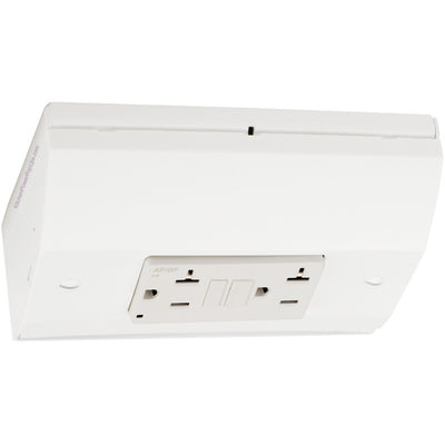 Under Cabinet Low Profile Power Outlet Box, 20A GFI/AFI Outlet, White