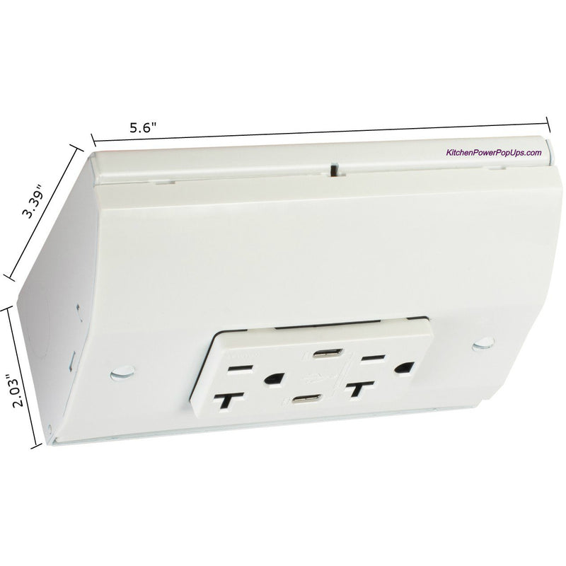Under Cabinet Angled 2 Power Strip, Dual Charging USB-C (PD) Ports, White
