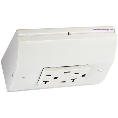 Under Cabinet Angled Power Box, Dual USB-C Charging Ports, White
