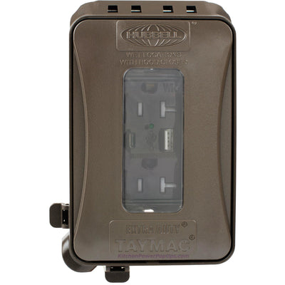 ML500Z Bronze Outdoor Weatherproof Wall Box w/ USB Charging WR Outlet
