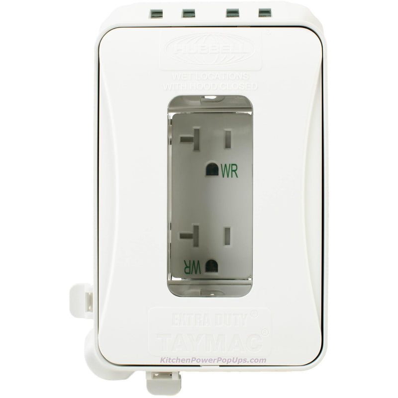 Outdoor Weatherproof In-Use Expandable Wall 20A Power Outlet, White