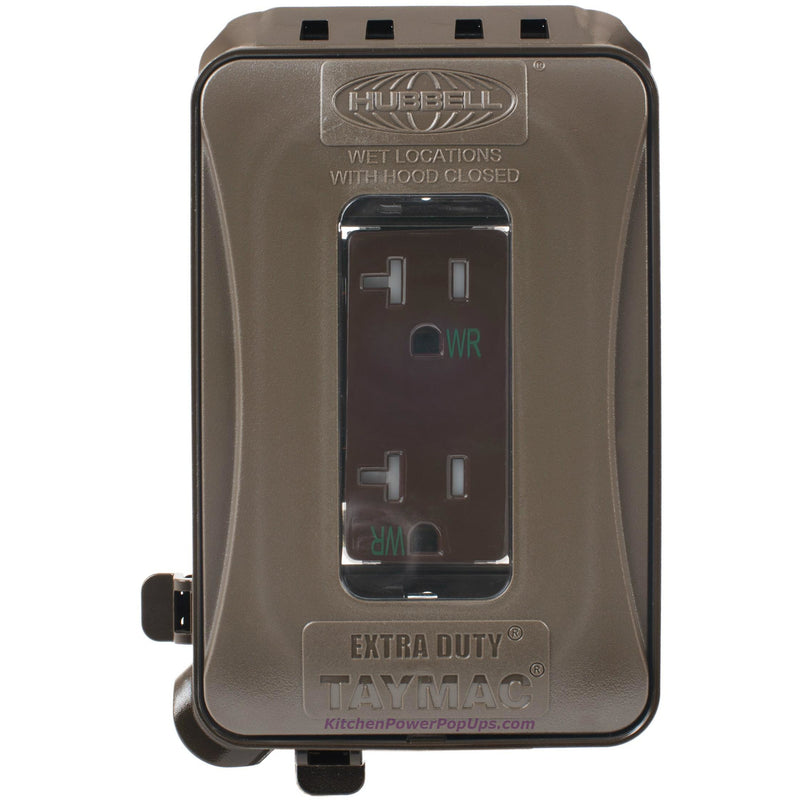 ML500Z Gray Outdoor Weatherproof Wall Box w/ Brown Duplex WR Outlet