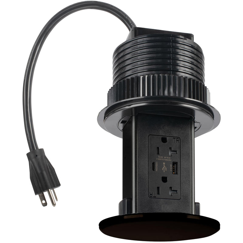 Lew Electric UCPDR-20-DB-USB Under Cabinet Pop Down Outlet, USB Charging, Brown, Entire Unit
