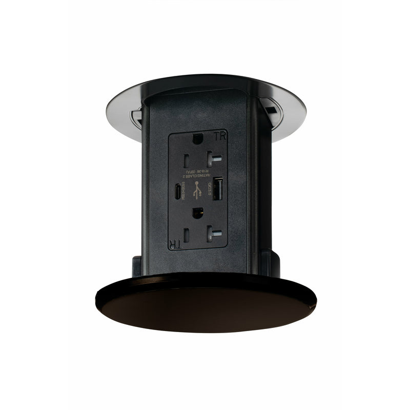 Lew Electric UCPDR-20-DB-USB Under Cabinet Pop Down Outlet, USB Charging, Brown
