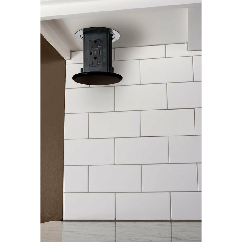 Lew Electric UCPDR-20-DB-USB Under Cabinet Pop Down Outlet, USB Charging, Brown
