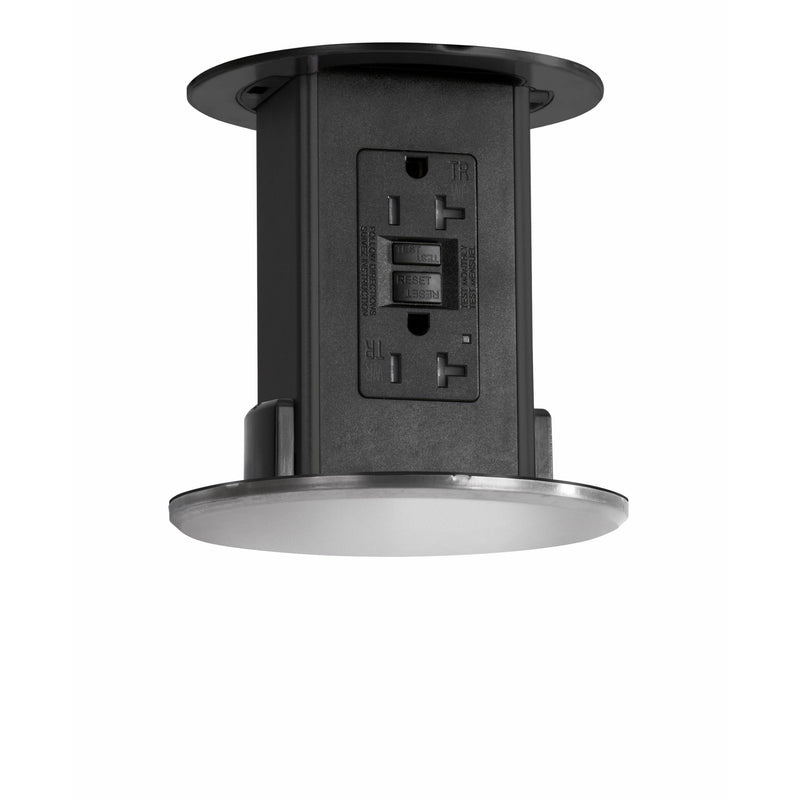 Disappearing Under Cabinet Pop Down, 2 Plug 20A GFI Outlet, Stainless
