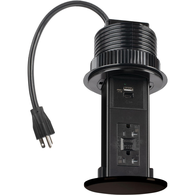 Lew Electric UCPDR-20-DB-GFI-USB Under Cabinet Low Profile Drop-Down GFCI Outlet, Charging USB, Brown, Entire Unit