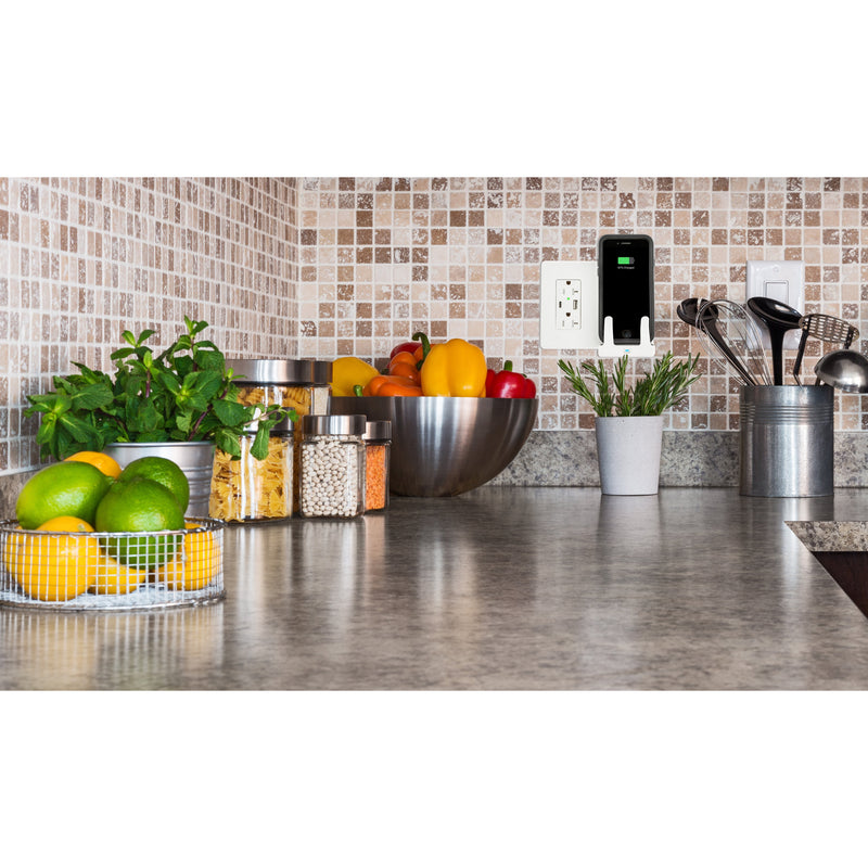 Wirelessly Charging Phone In Kitchen Backsplash