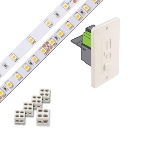 Under Cabinet Light Kit, 16' LED Tape Strip, 100W Dimmer/Driver Switch –  Kitchen Power Pop Ups
