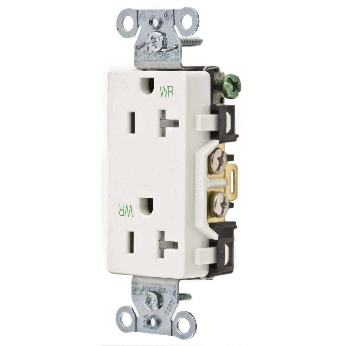 Hubbell 20A Duplex Outlet, Weather Resistant, Tamper Resistant