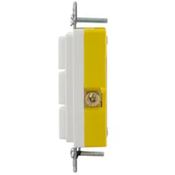 Hubbell RCD111W 15 Amp Decora Triple Single-Pole Rocker Switch, White, Side