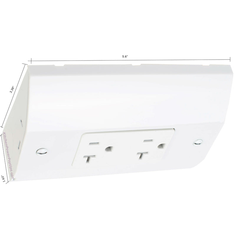 RU170W20AGFI Under Cabinet Slim Power Box, 20A Power Outlet - White, Dims